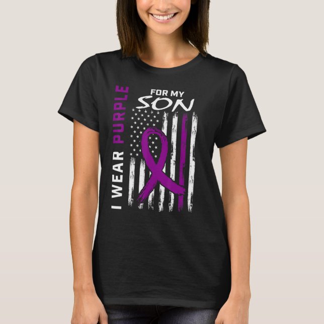 I Wear Purple For My Son Epilepsy Awareness Usa Fl T-Shirt (Front)