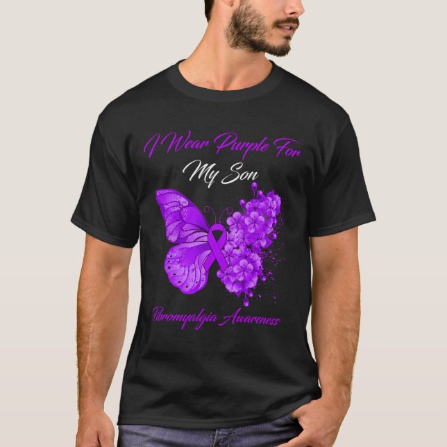 I Wear Purple For My Son Fibromyalgia Awareness  T-Shirt (Front)