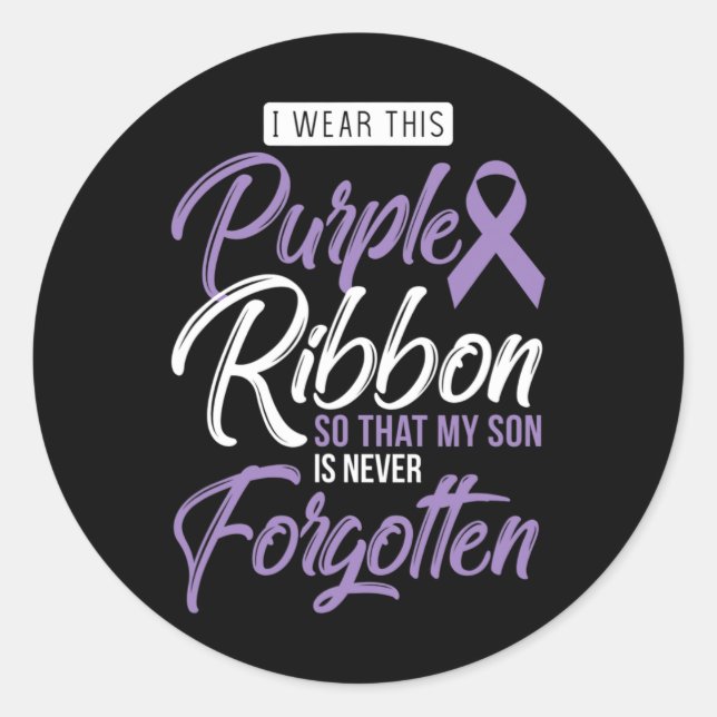 I Wear Purple For My Son International Awareness O Classic Round Sticker (Front)