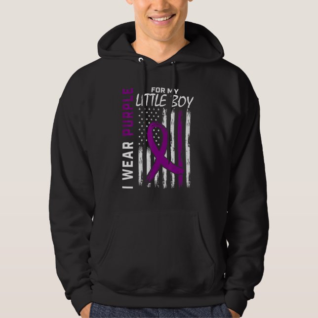 I Wear Purple For My Son Little Boy Epilepsy Aware Hoodie (Front)