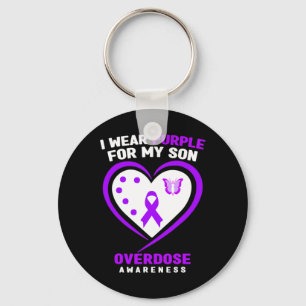 I Wear Purple For My Son Overdose Awareness 5 Key Ring