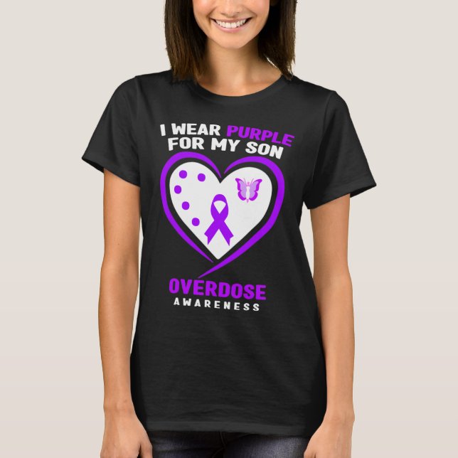 I Wear Purple For My Son Overdose Awareness 5  T-Shirt (Front)