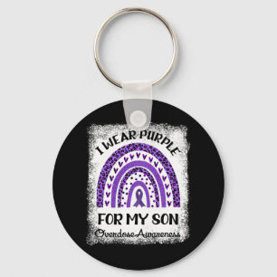 I Wear Purple For My Son Overdose Awareness Retro  Key Ring