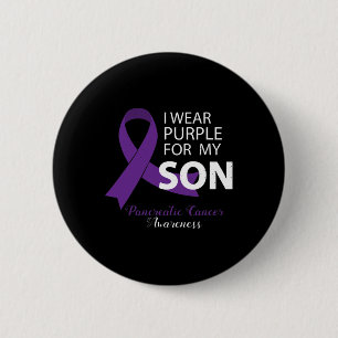 I Wear Purple For My Son - Pancreatic Cancer Aware 6 Cm Round Badge