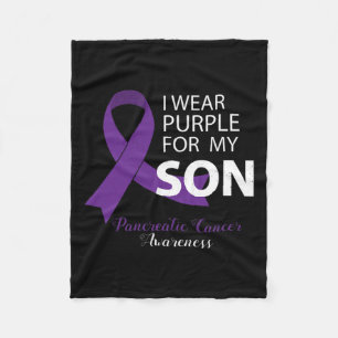 I Wear Purple For My Son - Pancreatic Cancer Aware Fleece Blanket