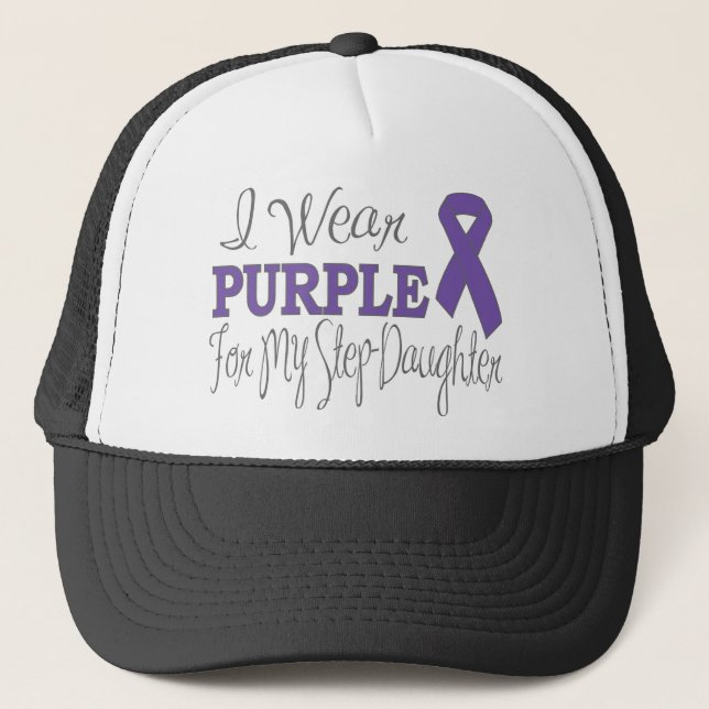 I Wear Purple For My Step-Daughter (Purple Ribbon) Trucker Hat (Front)