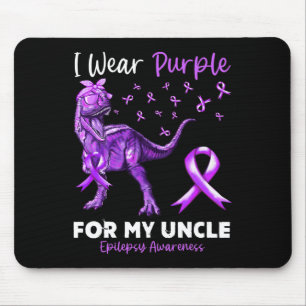 I Wear Purple For My Uncle Epilepsy Awareness Dino Mouse Pad