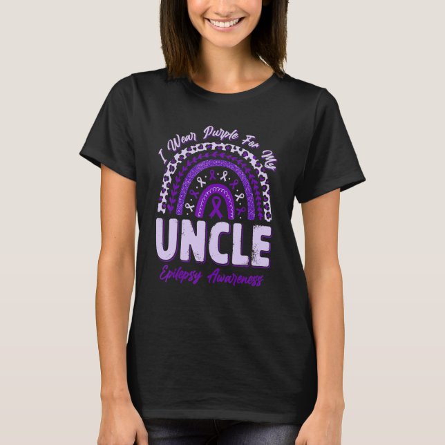 I Wear Purple For My Uncle Epilepsy Awareness Rain T-Shirt (Front)