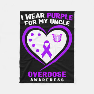 I Wear Purple For My Uncle Overdose Awareness Fleece Blanket