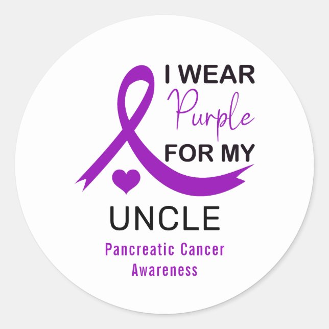 I Wear Purple For My Uncle Pancreatic Cancer Classic Round Sticker (Front)