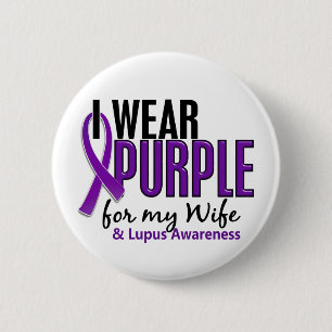 I Wear Purple For My Wife 10 Lupus 6 Cm Round Badge