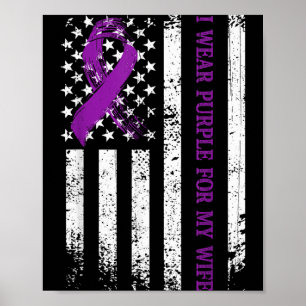 I Wear Purple For My Wife Lupus Awareness Us Flag Poster