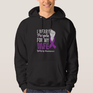 I Wear Purple For My Wife Ribbon Epilepsy Awarenes Hoodie