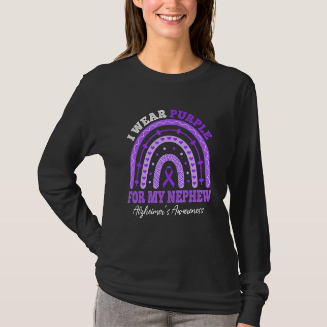I Wear Purple For Nephew Alzheimer's Awareness Rai T-Shirt (Front)