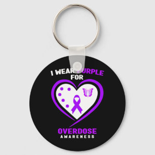 I Wear Purple For Overdose Awareness 4  Key Ring