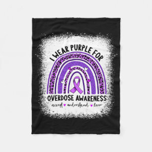 I Wear Purple For Overdose Awareness Boho Rainbow  Fleece Blanket