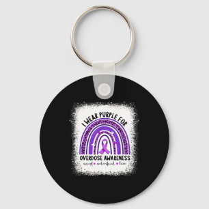 I Wear Purple For Overdose Awareness Boho Rainbow  Key Ring