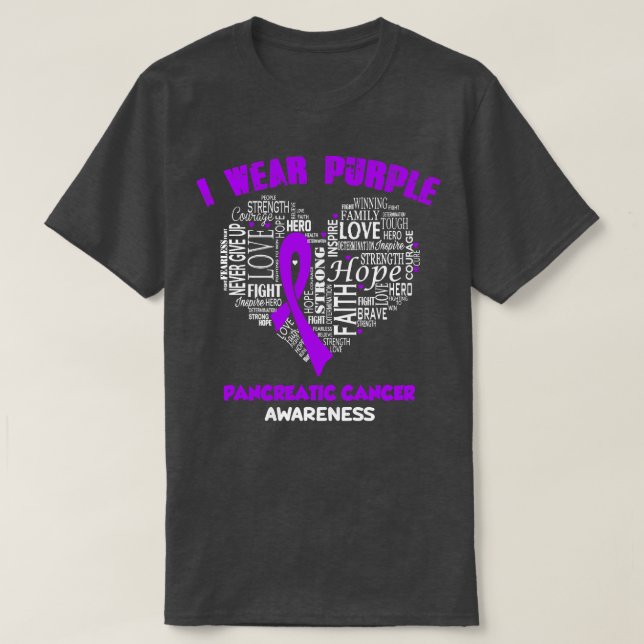 I Wear Purple For Pancreatic Cancer Awareness Fait T-Shirt (Design Front)