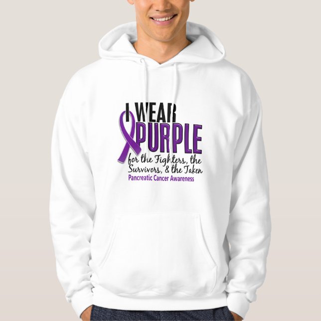 I Wear Purple FST 10 Pancreatic Cancer Hoodie (Front)