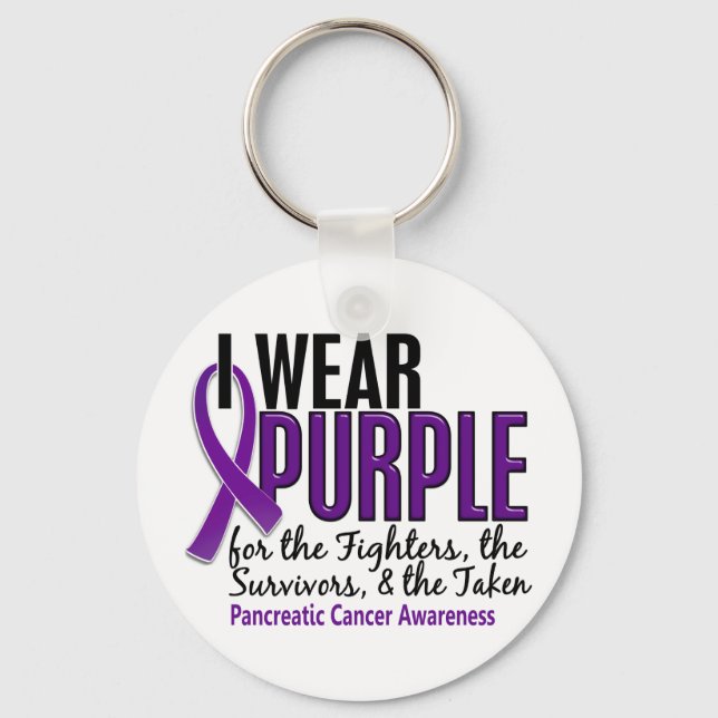 I Wear Purple FST 10 Pancreatic Cancer Key Ring (Front)