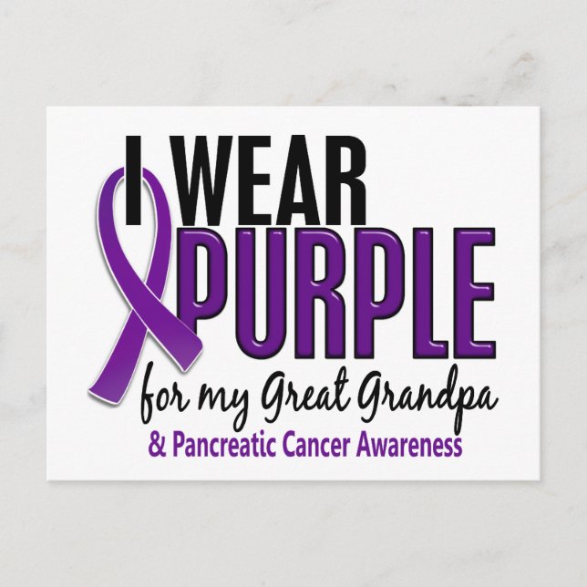 I Wear Purple Great Grandpa 10 Pancreatic Cancer Postcard (Front)
