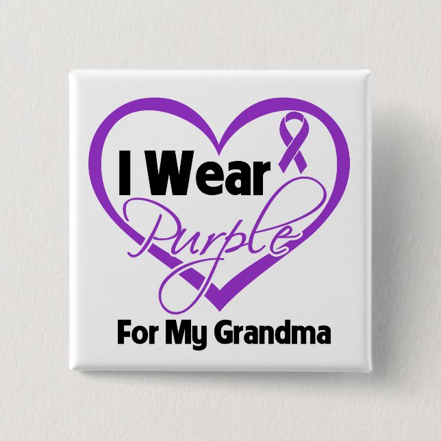 I Wear Purple Heart Ribbon - Grandma 15 Cm Square Badge (Front)