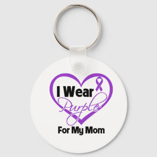 I Wear Purple Heart Ribbon - Mum Key Ring