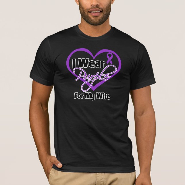 I Wear Purple Heart Ribbon - Wife T-Shirt (Front)