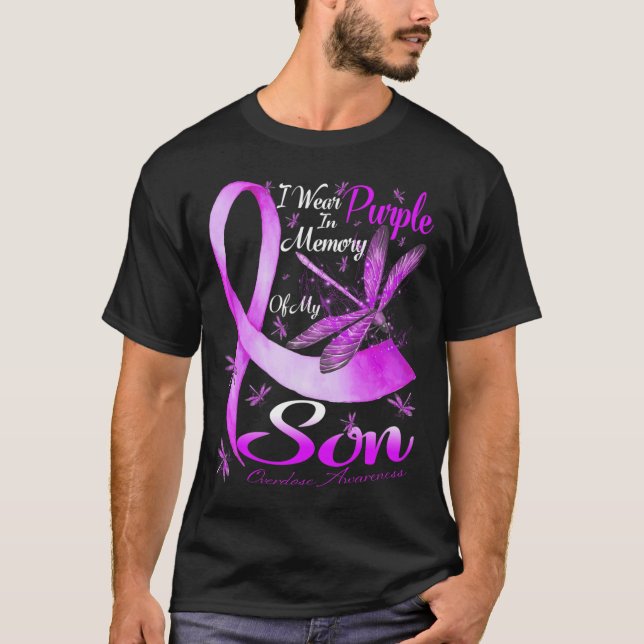 I Wear Purple In Memory For My Son Overdose Awaren T-Shirt (Front)