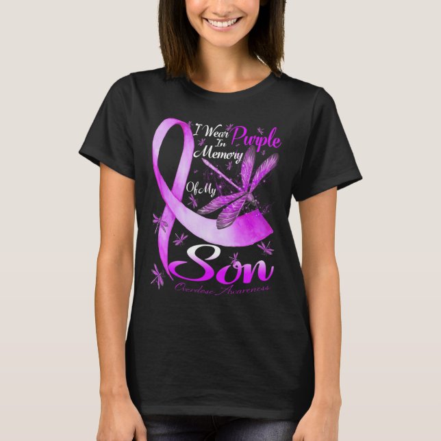 I Wear Purple In Memory For My Son Overdose Awaren T-Shirt (Front)