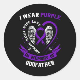I Wear Purple In Memory Of Godfather Pancreatic Ca Classic Round Sticker