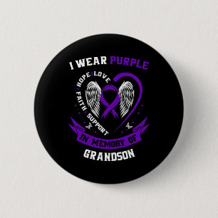 I Wear Purple In Memory of Grandson Epilepsy Aware 6 Cm Round Badge