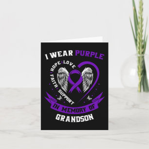 I Wear Purple In Memory of Grandson Epilepsy Aware Card