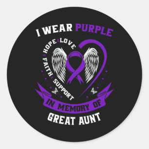I Wear Purple In Memory Of Great Aunt Pancreatic C Classic Round Sticker