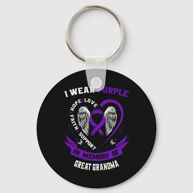I Wear Purple In Memory of Great Grandma Epilepsy  Key Ring (Front)