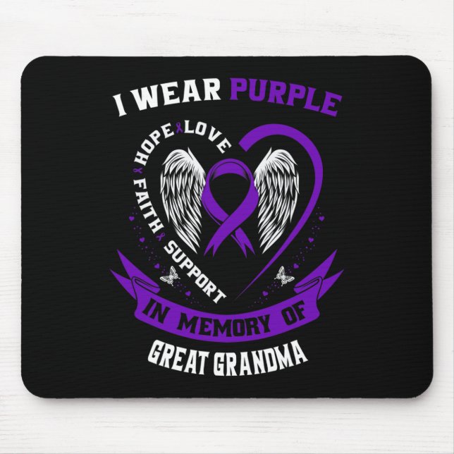 I Wear Purple In Memory of Great Grandma Epilepsy  Mouse Pad (Front)