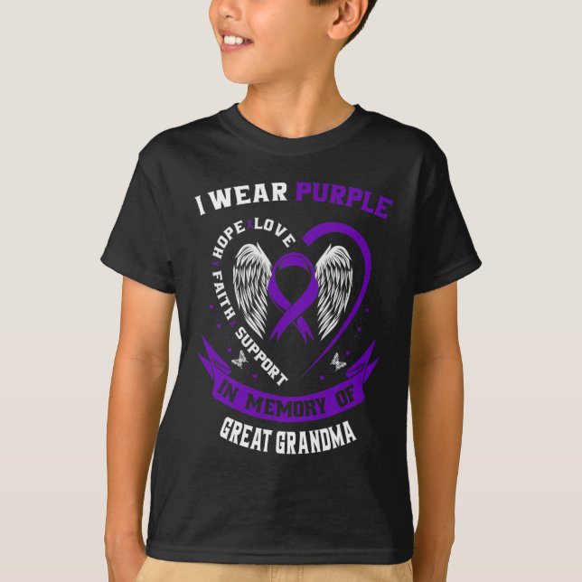 I Wear Purple In Memory of Great Grandma Epilepsy  T-Shirt (Front)