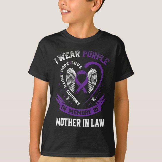 I Wear Purple In Memory Of Mother In Law Pancreati T-Shirt (Front)