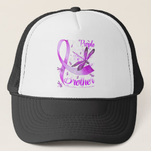 I Wear Purple In Memory Of My Brother Dragonfly Trucker Hat