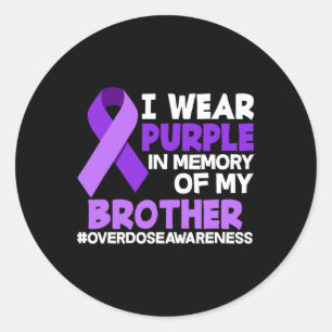 I Wear Purple In Memory Of My Brother Overdose Awa Classic Round Sticker
