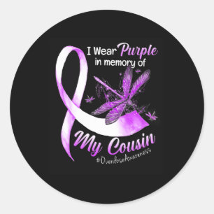 I Wear Purple In Memory Of My Cousin Overdose Awar Classic Round Sticker