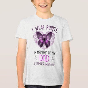 I Wear Purple In Memory Of My Dad Heimers Awarenes Tri-Blend Shirt