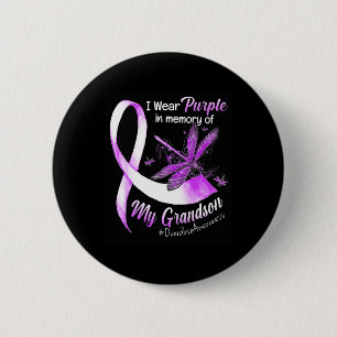 I Wear Purple In Memory Of My Grandson Overdose Aw 6 Cm Round Badge