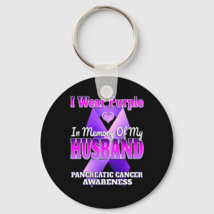 I Wear Purple In Memory Of My Husband Pancreatic C Key Ring