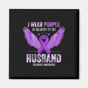 I Wear Purple In Memory Of My Husnd Overdose Aware Magnet