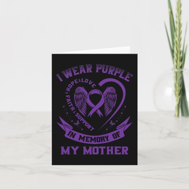 I Wear Purple In Memory Of My Mother Mum Epilepsy  Card (Front)