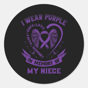 I Wear Purple In Memory Of My Niece Epilepsy Aware Classic Round Sticker