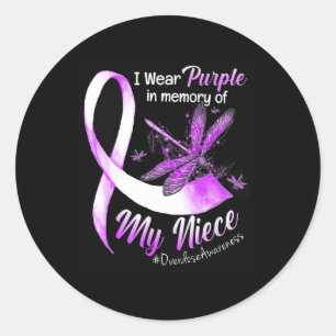I Wear Purple In Memory Of My Niece Overdose Aware Classic Round Sticker