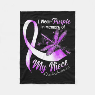 I Wear Purple In Memory Of My Niece Overdose Aware Fleece Blanket