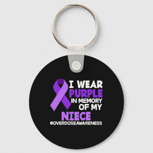 I Wear Purple In Memory Of My Niece Overdose Aware Key Ring